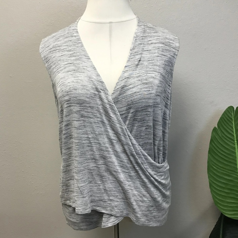 NIC+ZOE Grey Spacedye Wrap Tank - Size 1X